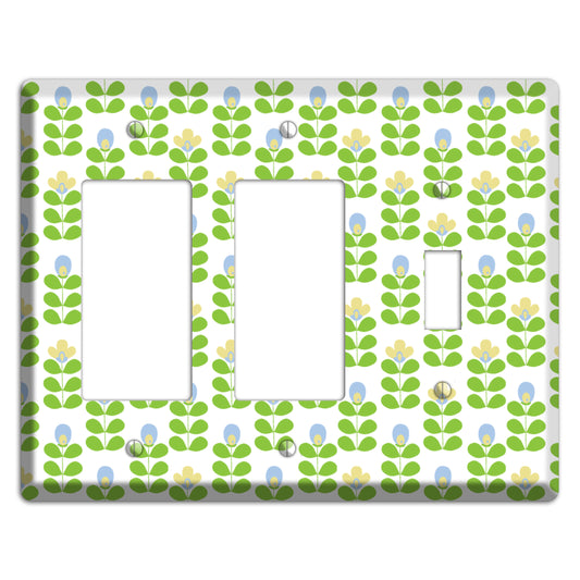 Green Deco Floral Half Drop 2 Rocker / Toggle Wallplate