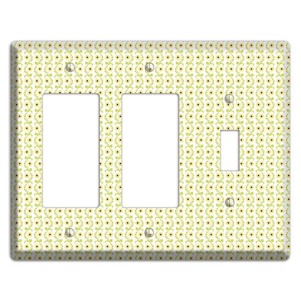 Tiny Yellow and Green Retro Sprig 2 Rocker / Toggle Wallplate