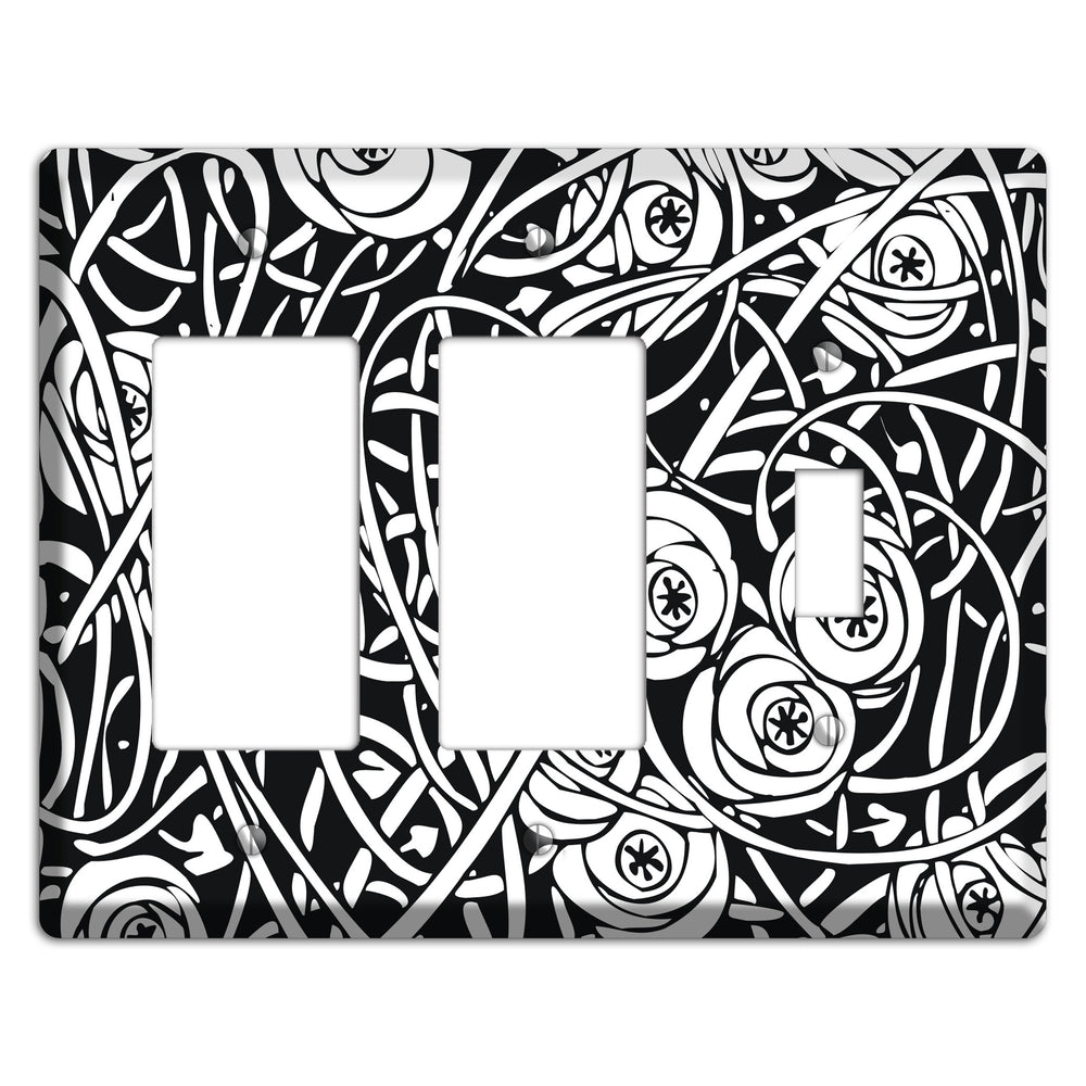 Black and White Deco Floral 2 Rocker / Toggle Wallplate