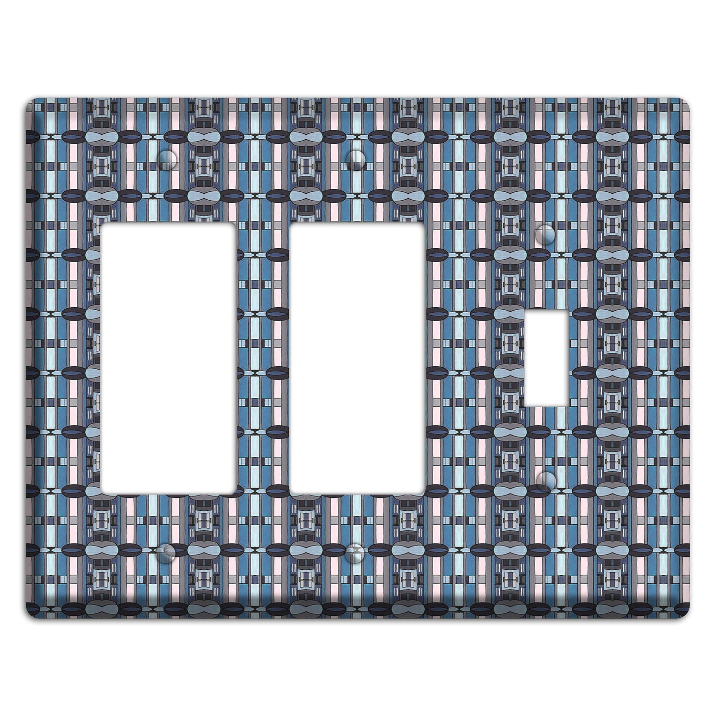 Blue and Grey Tapestry 2 Rocker / Toggle Wallplate