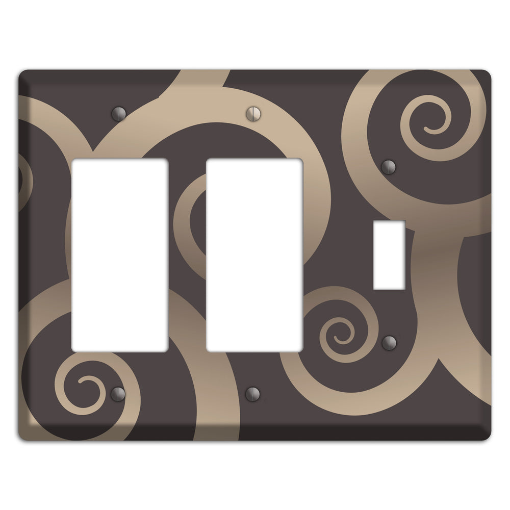 Brown with Beige Large Swirl 2 Rocker / Toggle Wallplate