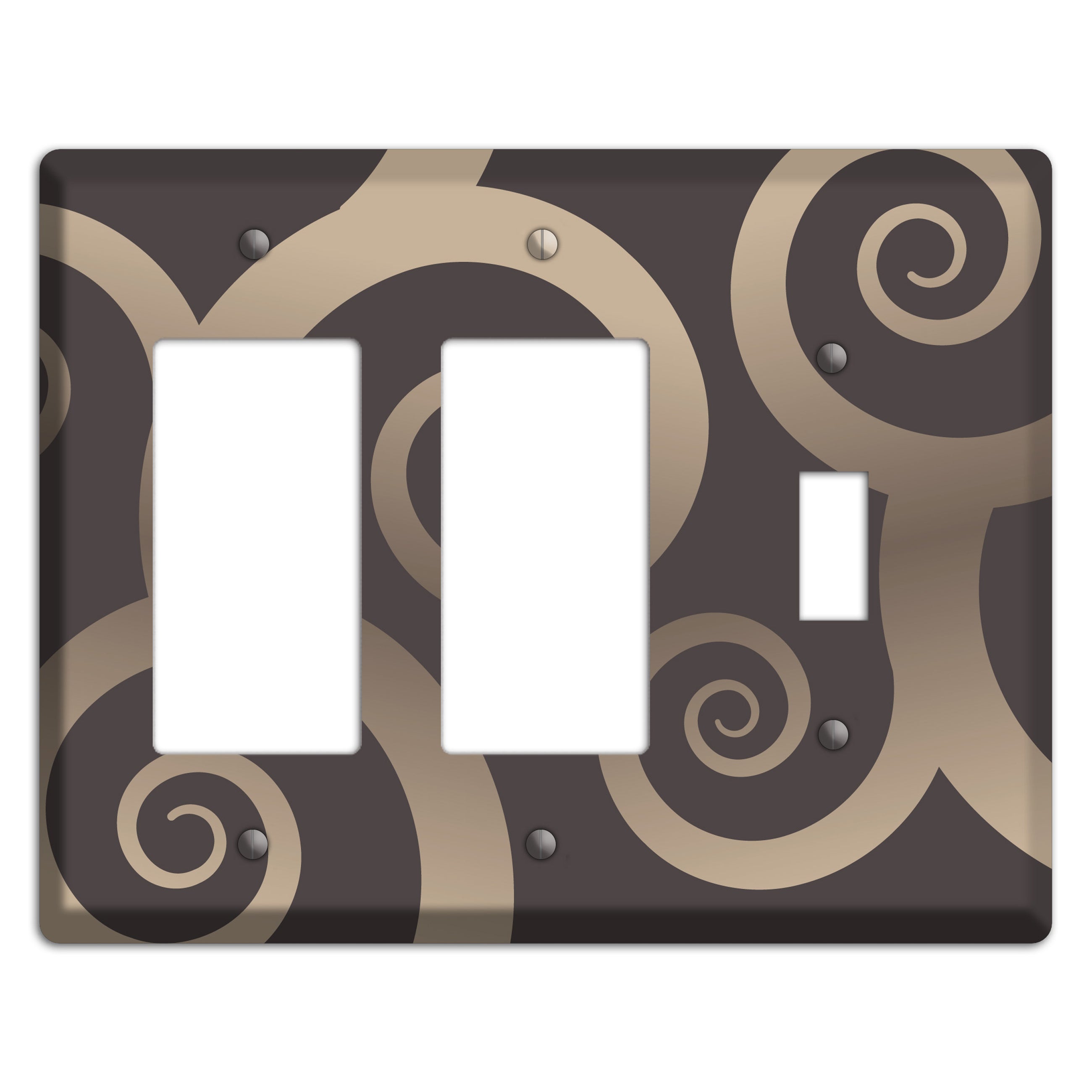 Brown with Beige Large Swirl 2 Rocker / Toggle Wallplate