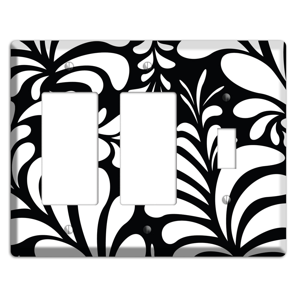 Black with White Herati 2 Rocker / Toggle Wallplate