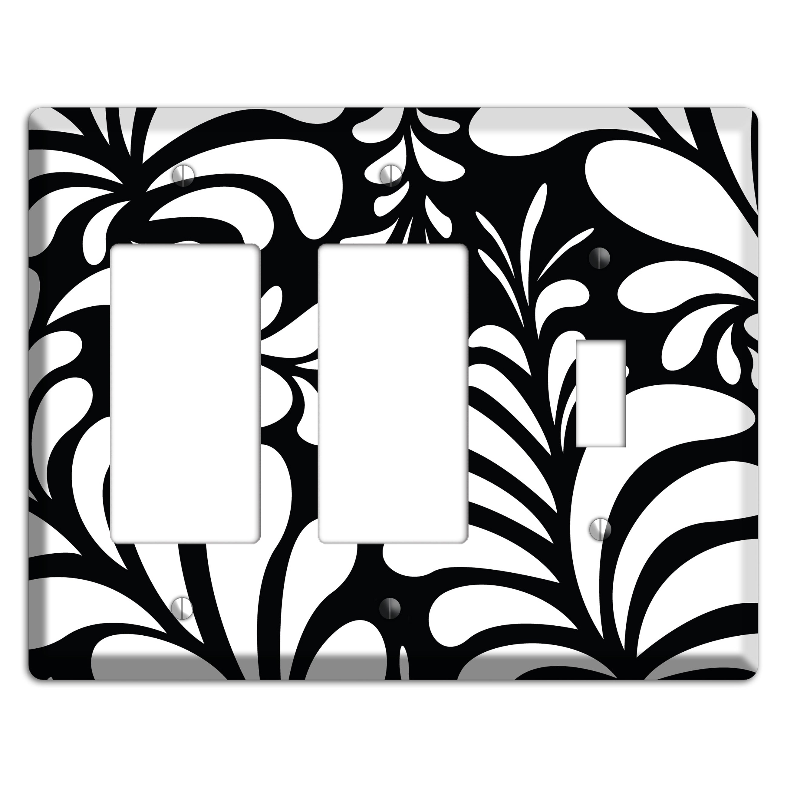 Black with White Herati 2 Rocker / Toggle Wallplate