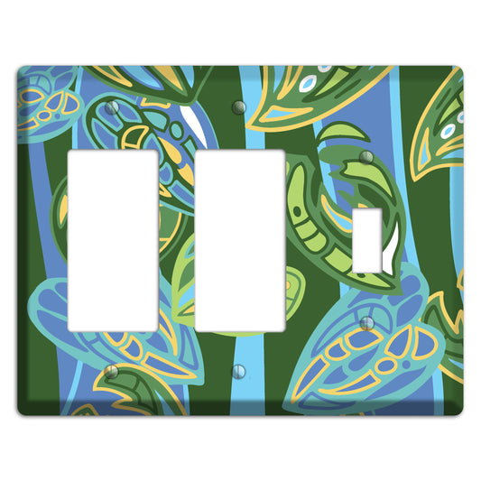 Pacific Blue and Green 2 Rocker / Toggle Wallplate