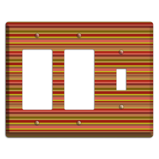 Multi Red Horizontal Stripes 2 Rocker / Toggle Wallplate