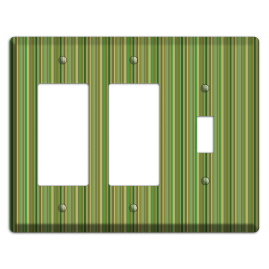 Multi Green Vertical Stripes 2 Rocker / Toggle Wallplate