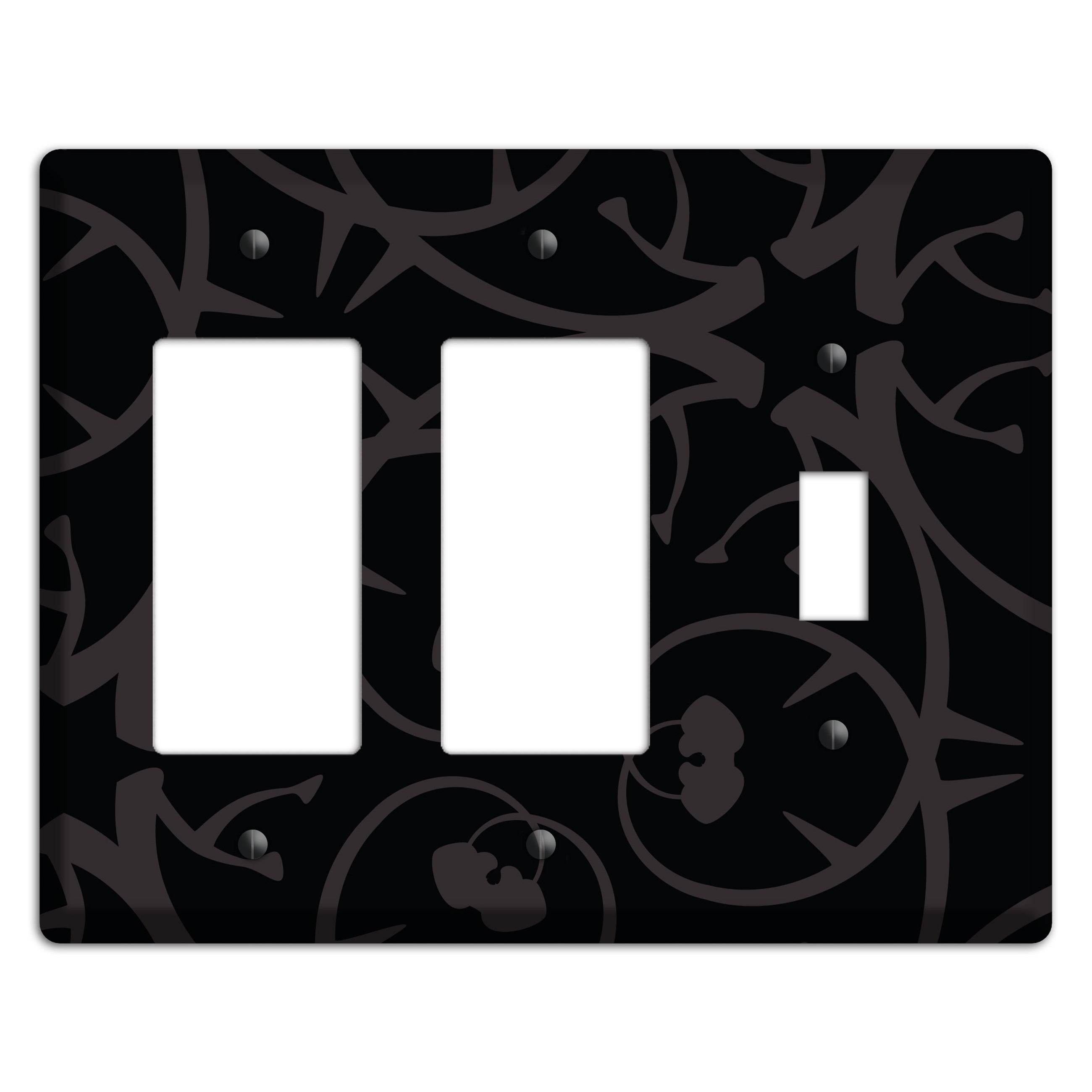 Black with Grey Abstract Swirl 2 Rocker / Toggle Wallplate