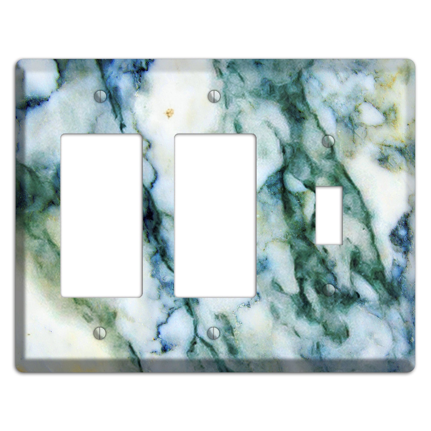 White, Green and Blue Marble 2 Rocker / Toggle Wallplate