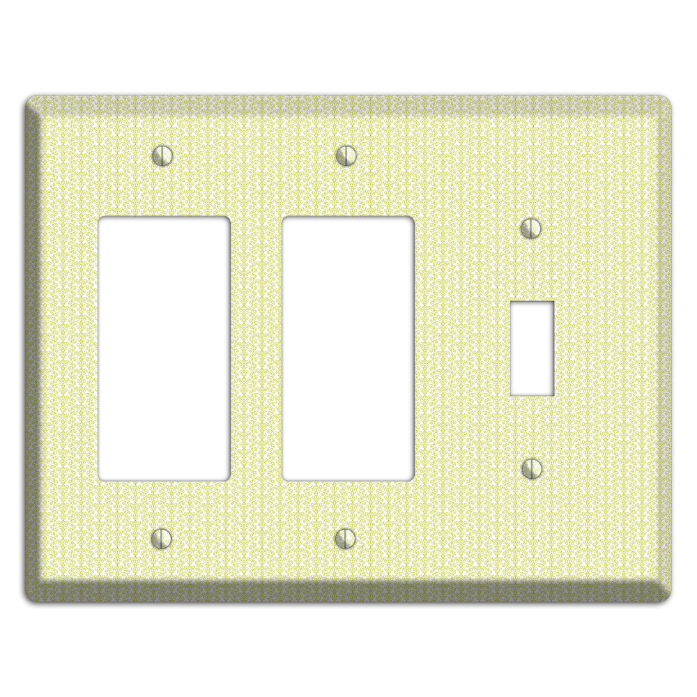 Olive Tiny Toile Half Drop 2 Rocker / Toggle Wallplate