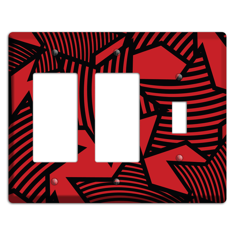 Red with Large Black Stars 2 Rocker / Toggle Wallplate