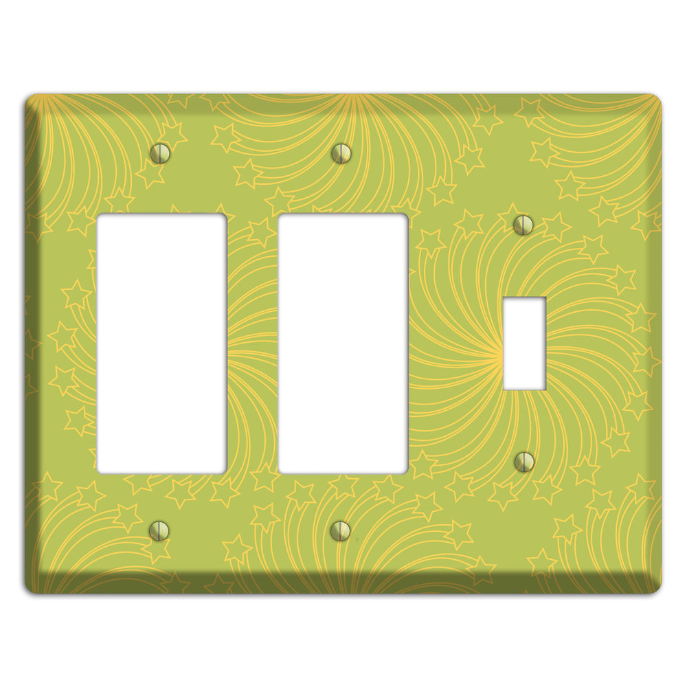 Multi Lime Star Swirl 2 Rocker / Toggle Wallplate