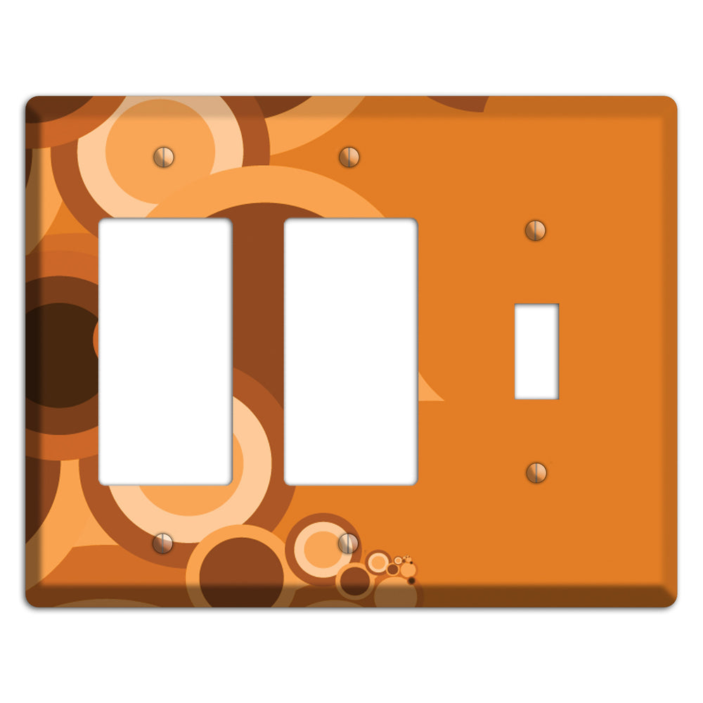 Burnt Orange Circles 2 Rocker / Toggle Wallplate