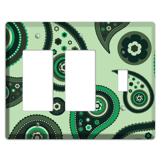 Green Paisley 2 Rocker / Toggle Wallplate