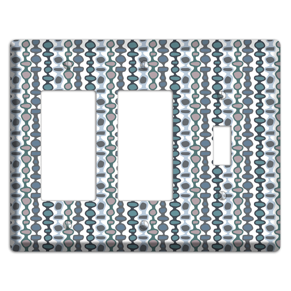 Grey and Multi Blue Bead and Reel 2 Rocker / Toggle Wallplate