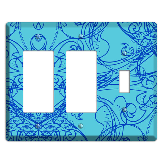 Turquoise Deco Sketch 2 Rocker / Toggle Wallplate