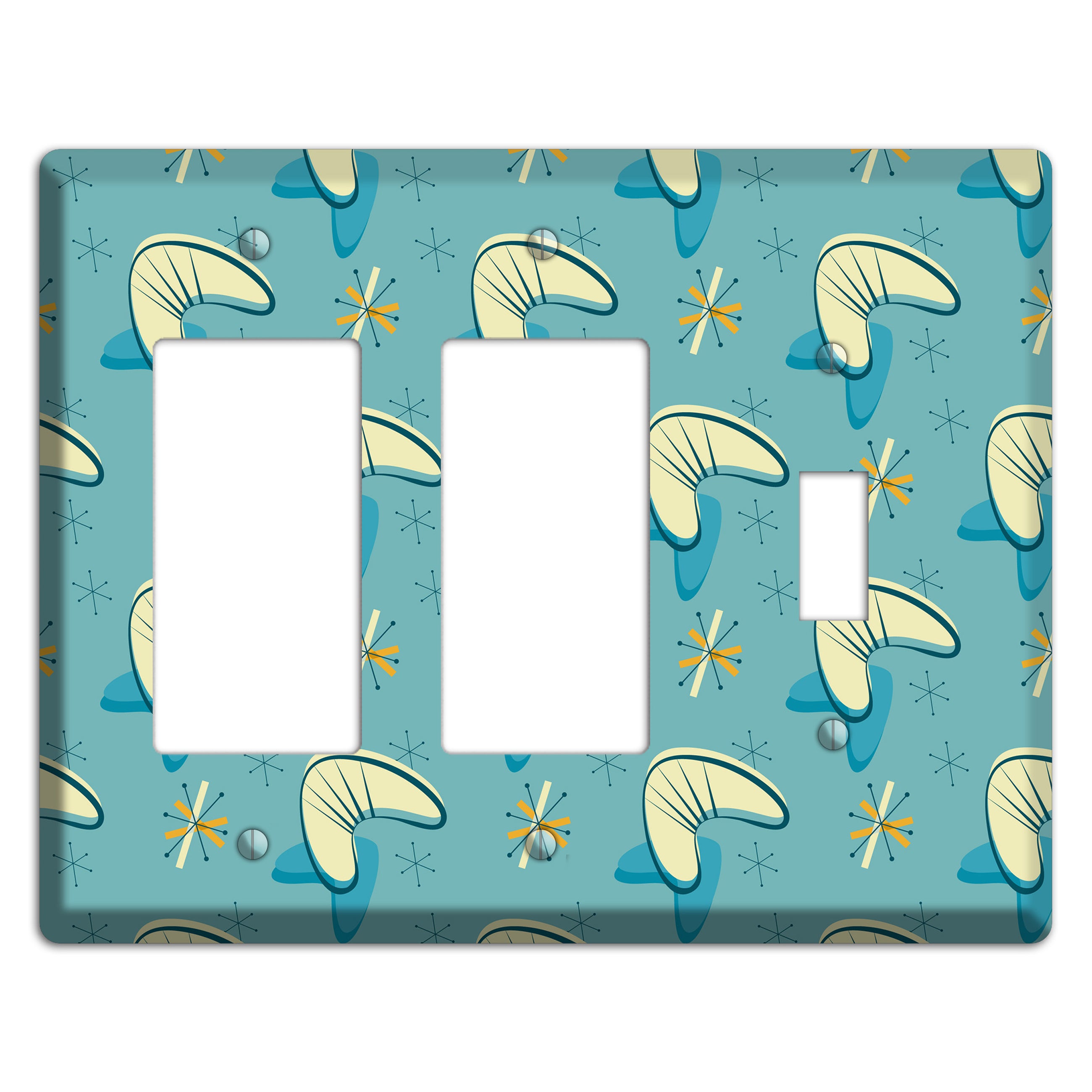 Yellow and Blue Boomerang 2 Rocker / Toggle Wallplate