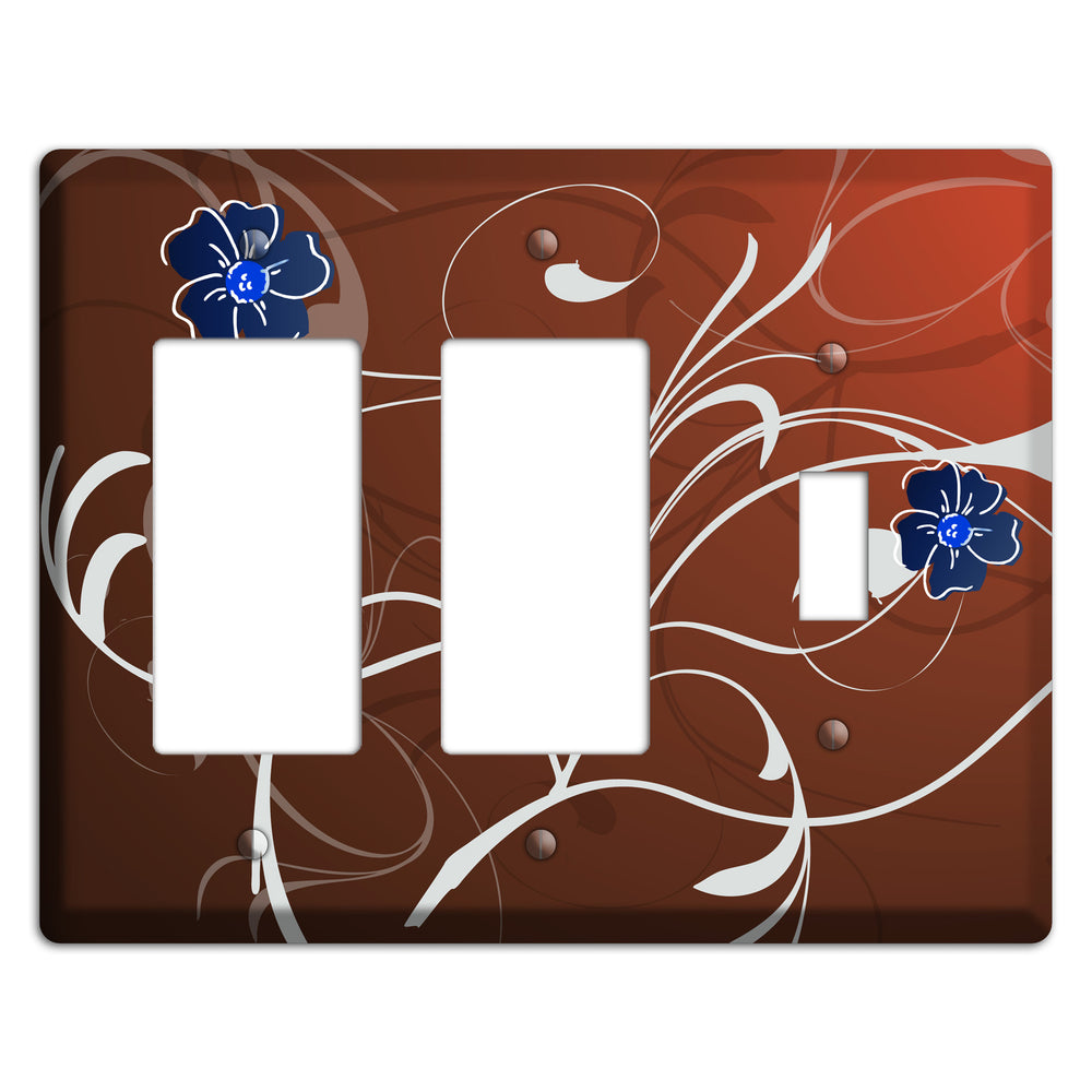 Brown Flower with Swirl 2 Rocker / Toggle Wallplate