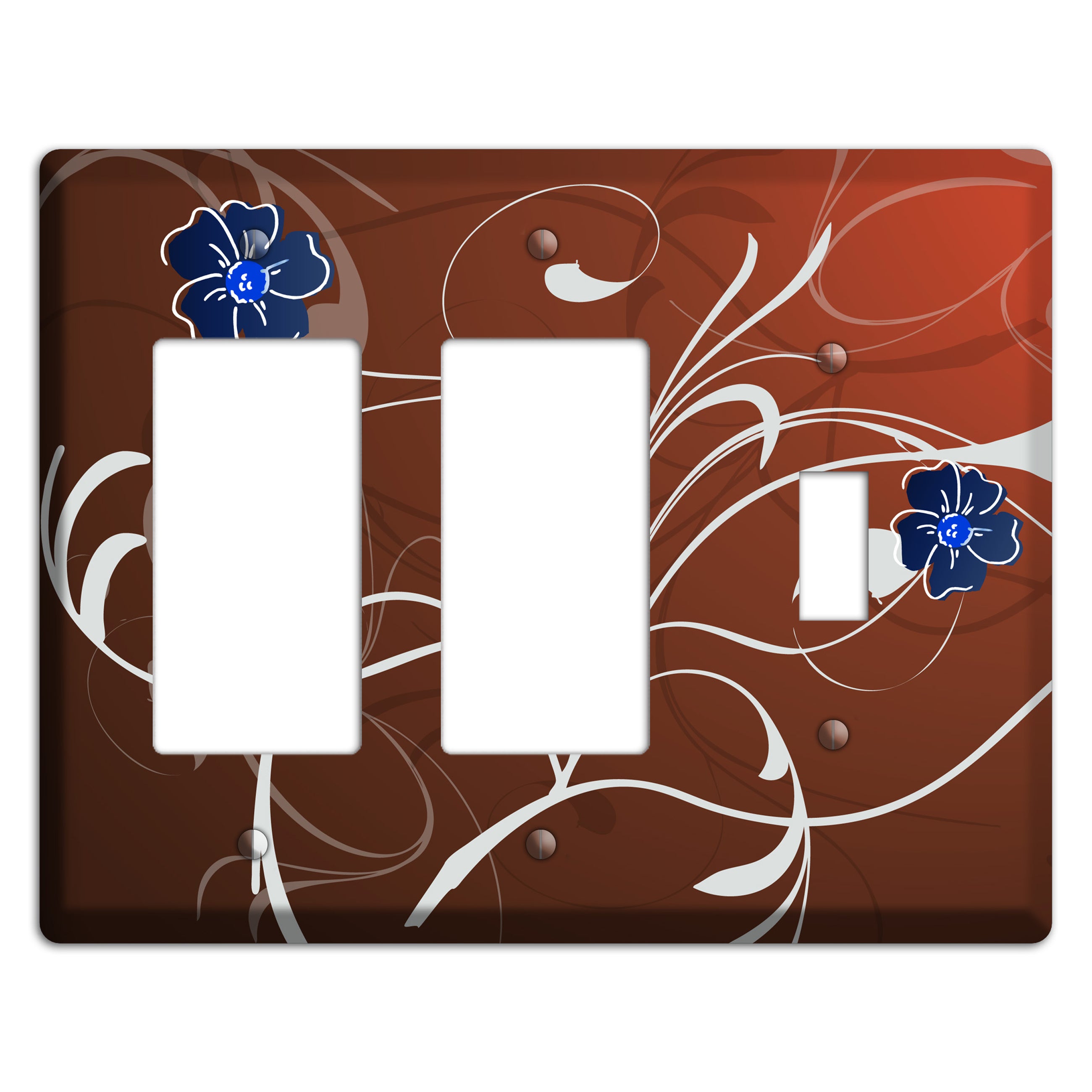 Brown Flower with Swirl 2 Rocker / Toggle Wallplate