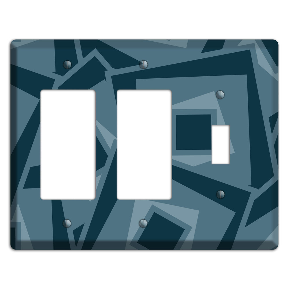 Blue-grey Retro Cubist 2 Rocker / Toggle Wallplate