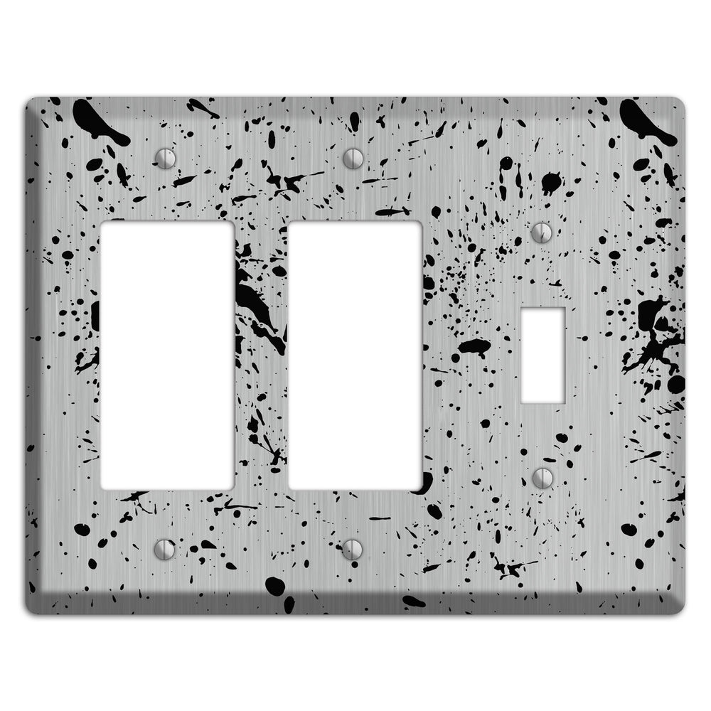 Ink Splash 4 Stainless Steel 2 Rocker / Toggle Wallplate
