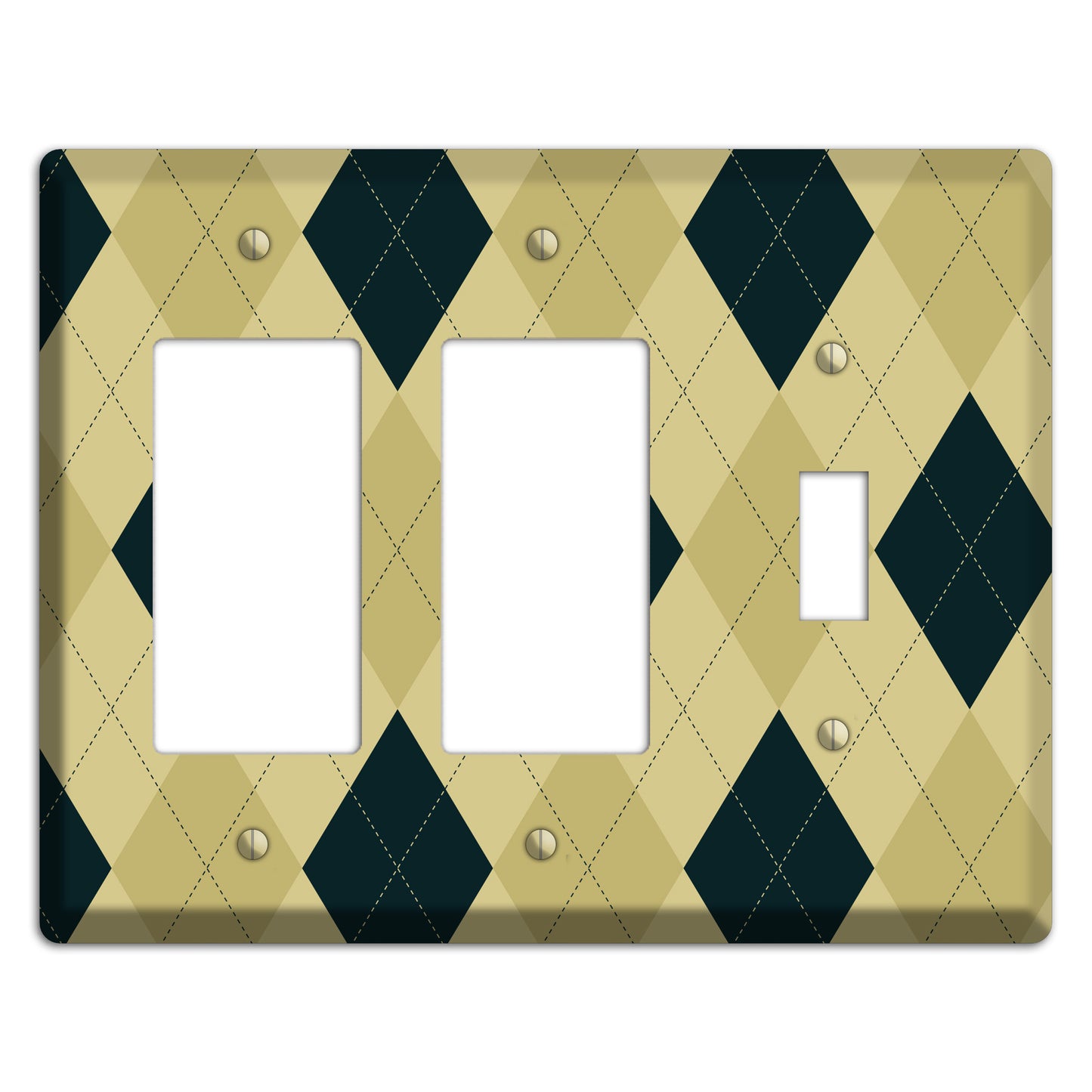 Beige and Yellow Argyle 2 Rocker / Toggle Wallplate