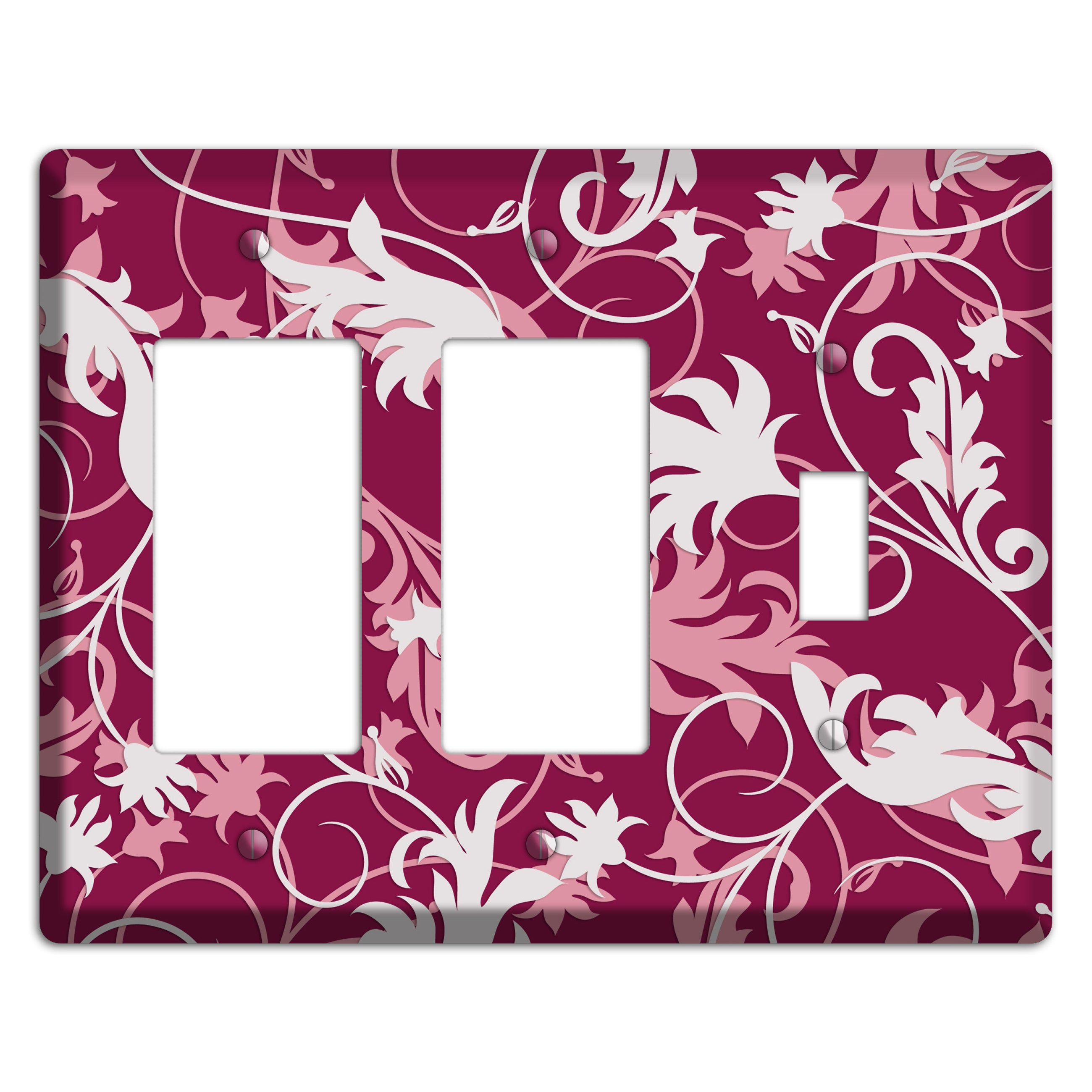 Fuschia and Pink Victorian Sprig 2 Rocker / Toggle Wallplate