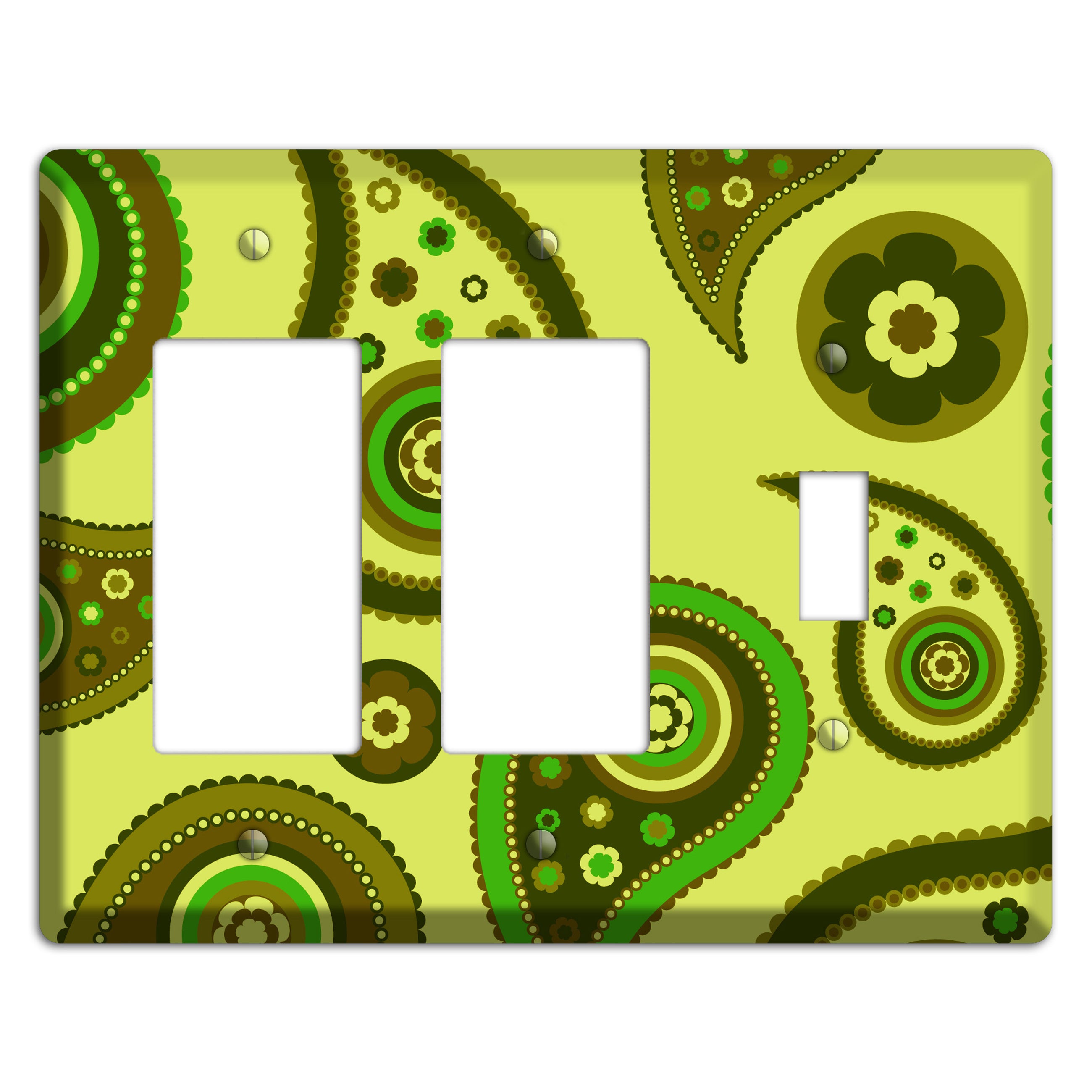 Bright Green Paisley 2 Rocker / Toggle Wallplate