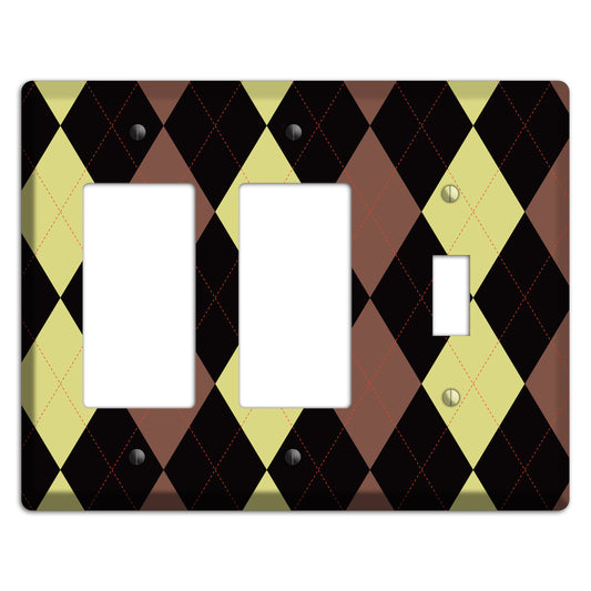 Yellow and Brown Argyle 2 Rocker / Toggle Wallplate