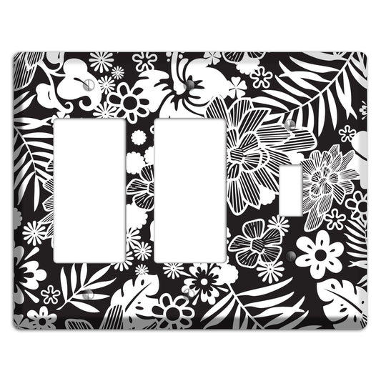 Black with White Tropical 2 Rocker / Toggle Wallplate