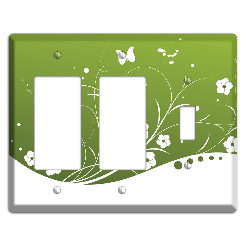 Green Floral Sprig 2 Rocker / Toggle Wallplate