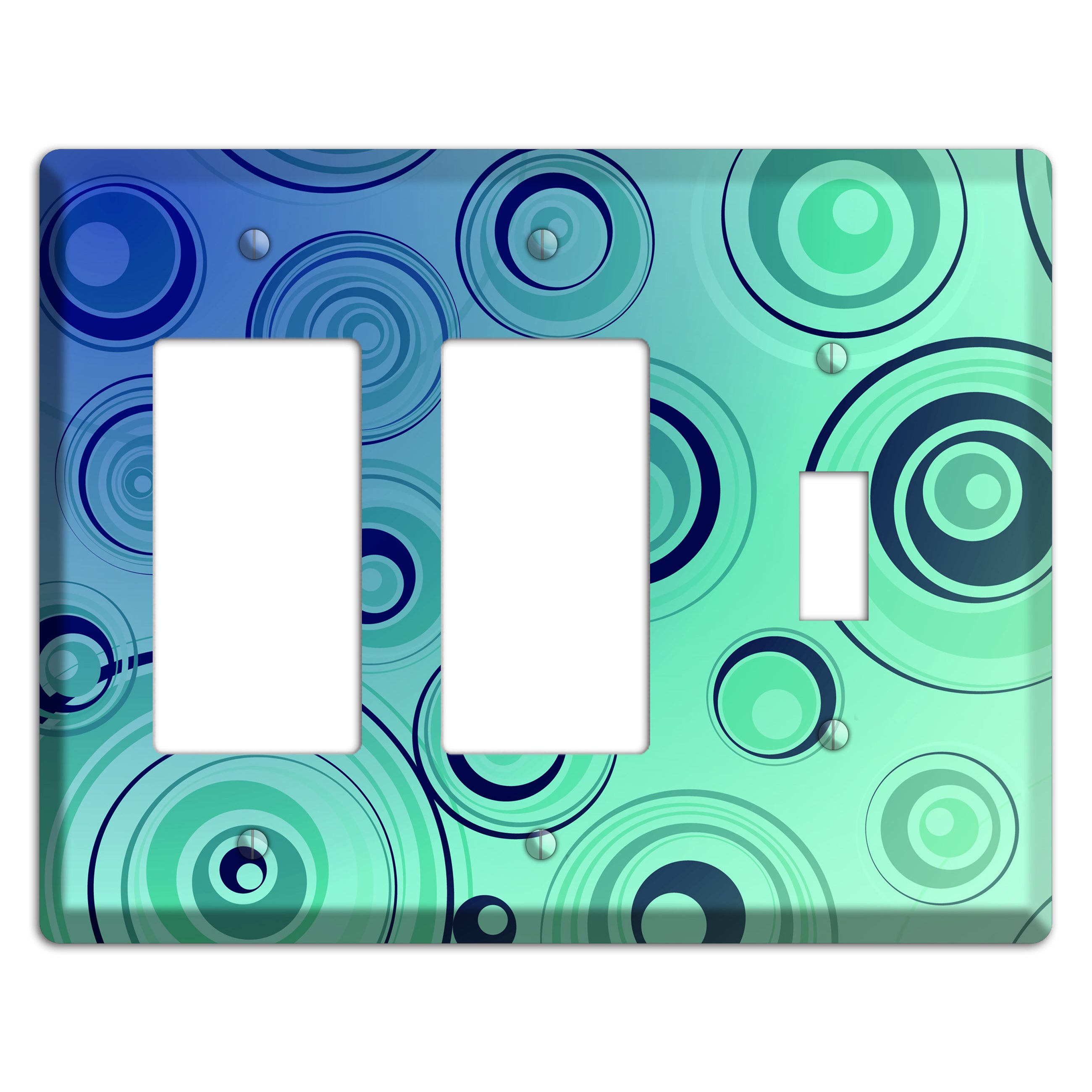 Blue and Green Circles 2 Rocker / Toggle Wallplate