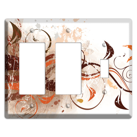 Brown Maroon Orange Swirl and Splatter 2 Rocker / Toggle Wallplate