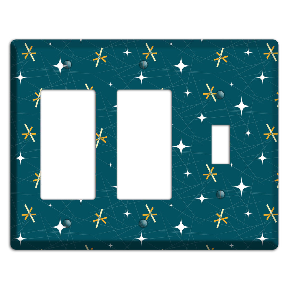 Navy Mid-Century Atomic 2 Rocker / Toggle Wallplate