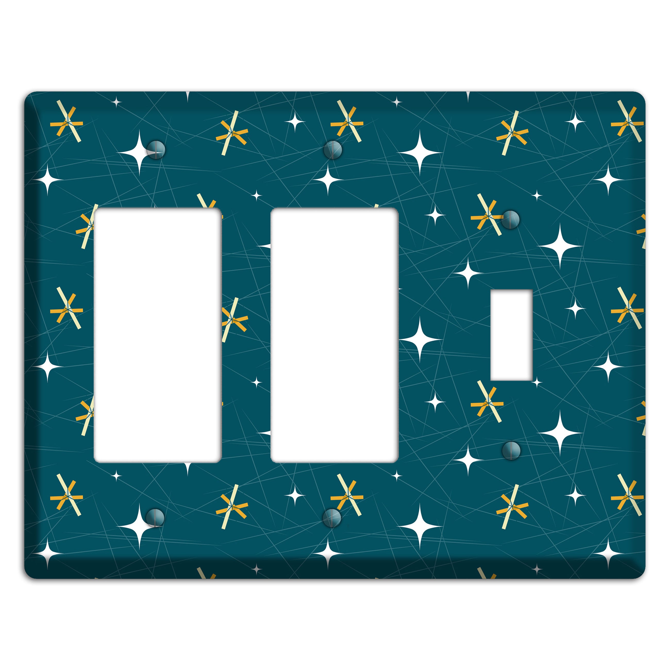 Navy Mid-Century Atomic 2 Rocker / Toggle Wallplate