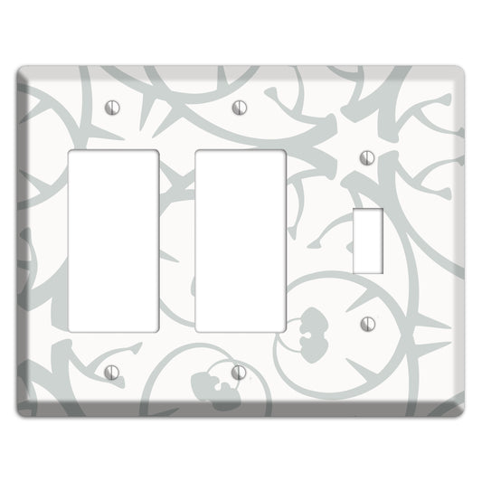 White with Grey Abstract Swirl 2 Rocker / Toggle Wallplate