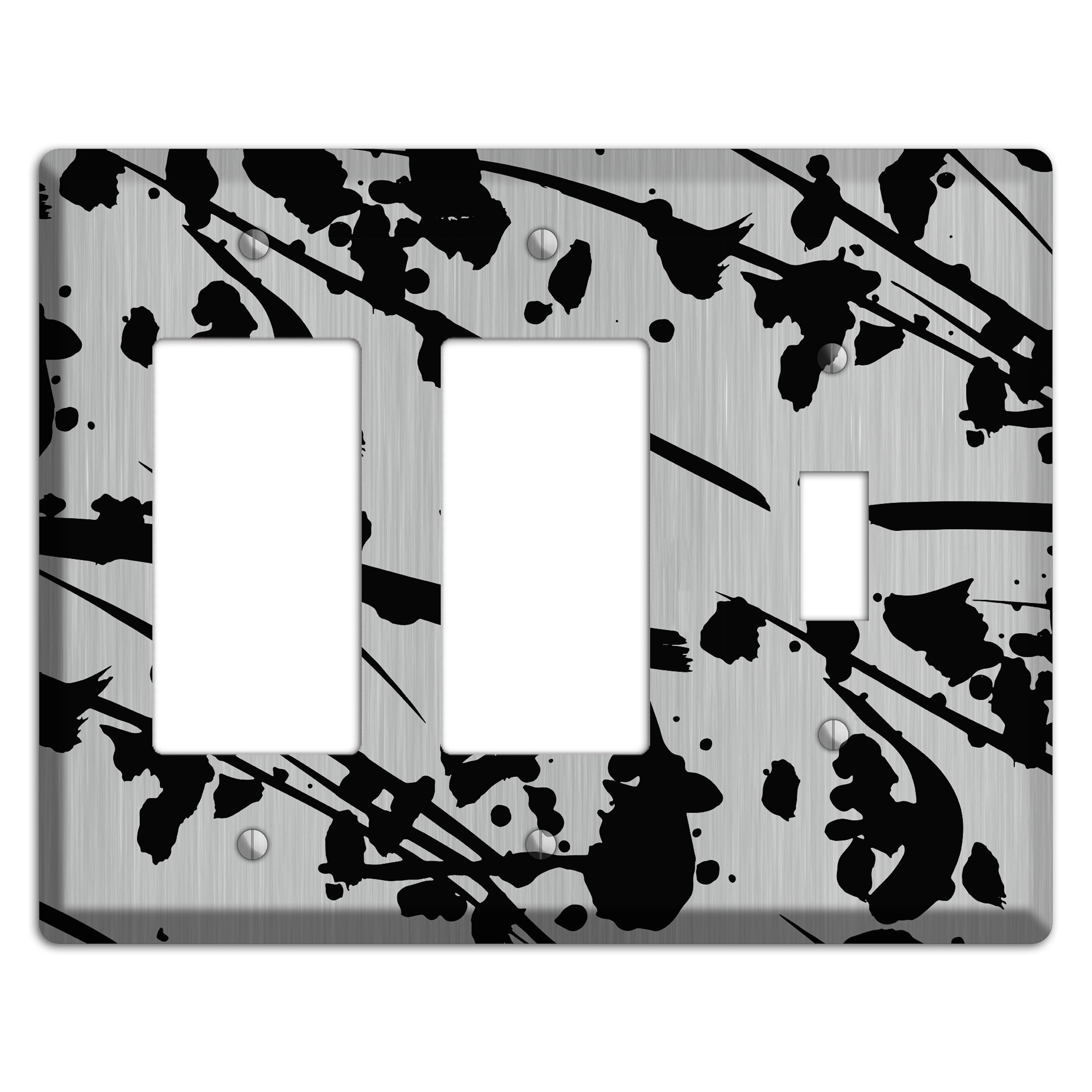 Ink Splash 6 Stainless 2 Rocker / Toggle Wallplate