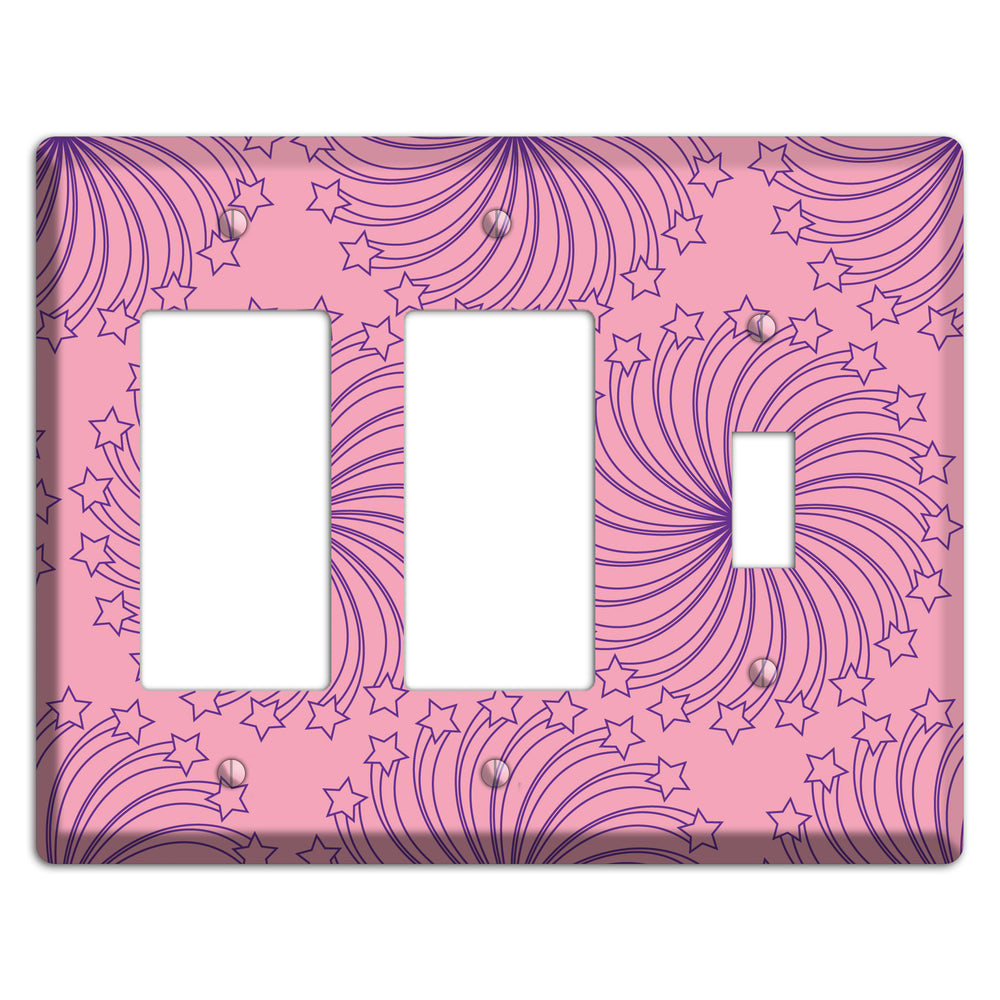Pink with Purple Star Swirl 2 Rocker / Toggle Wallplate