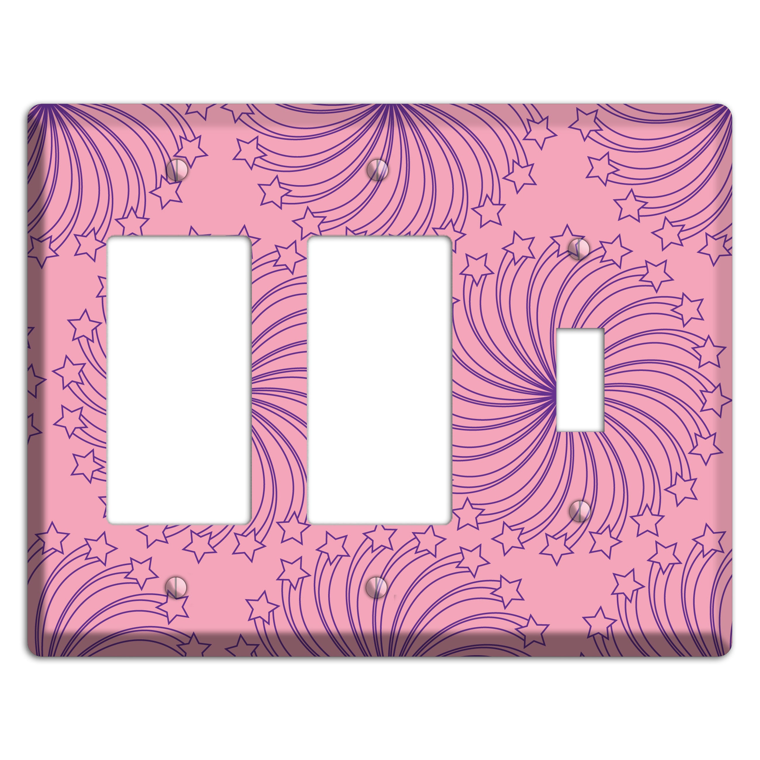 Pink with Purple Star Swirl 2 Rocker / Toggle Wallplate
