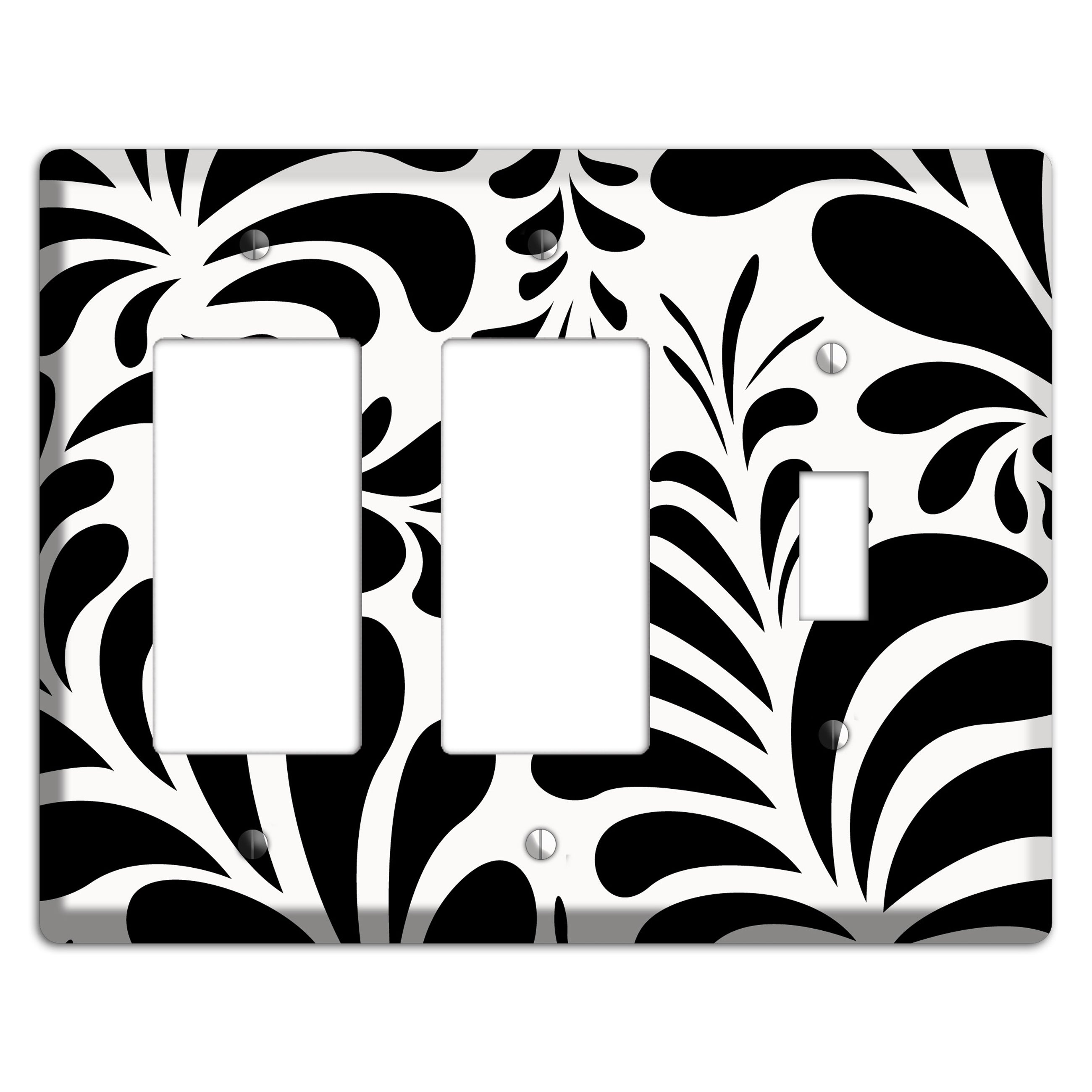 White with Black Herati 2 Rocker / Toggle Wallplate