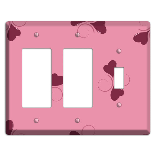 Pink with Hearts 2 Rocker / Toggle Wallplate