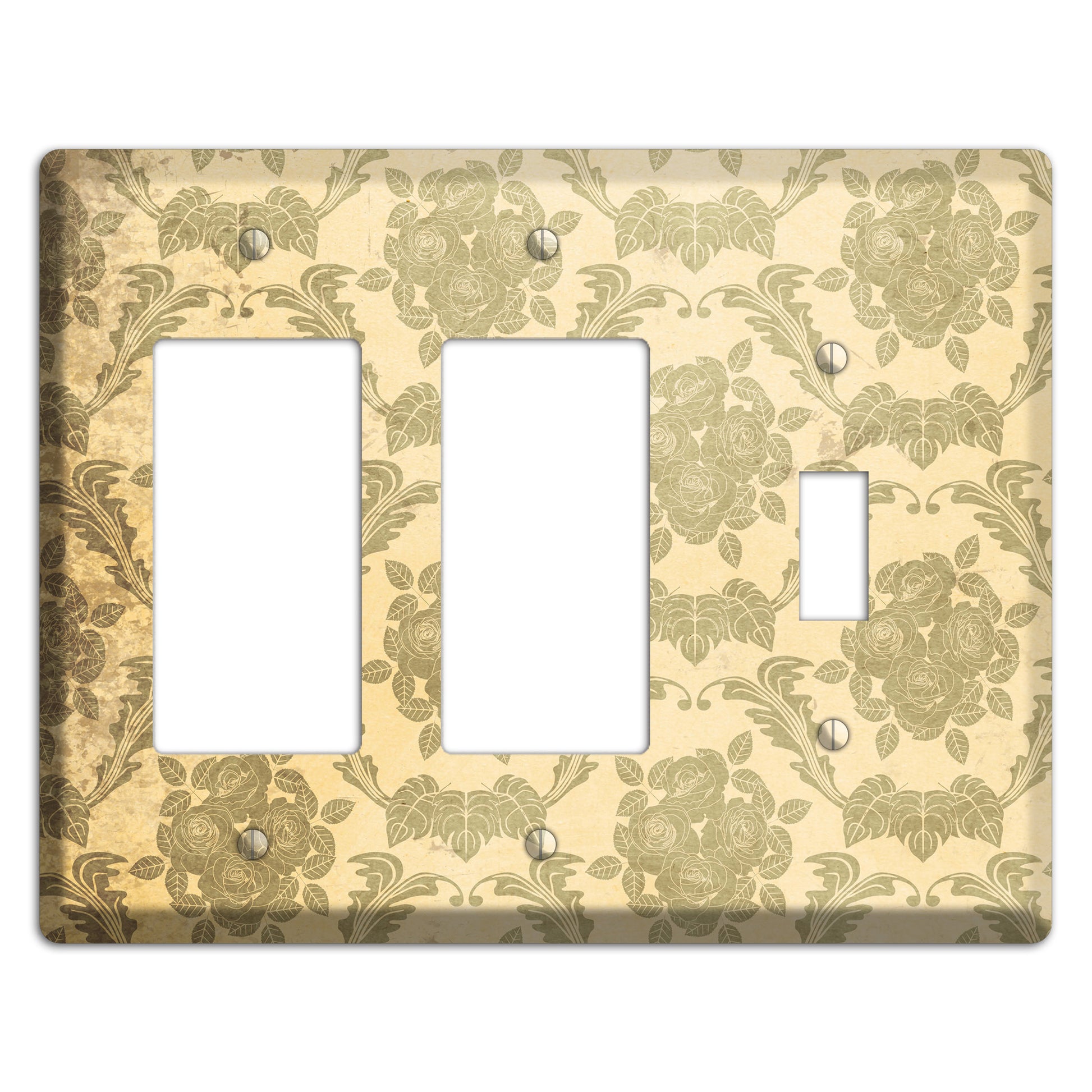 Straw Vintage Rose Damask 2 Rocker / Toggle Wallplate