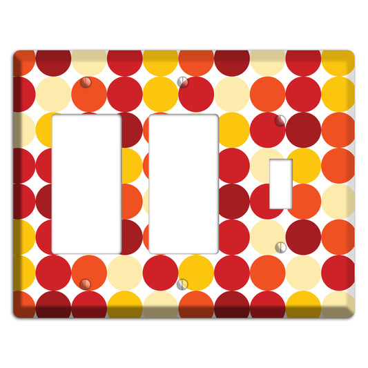 Multi Red and Beige Dots 2 Rocker / Toggle Wallplate