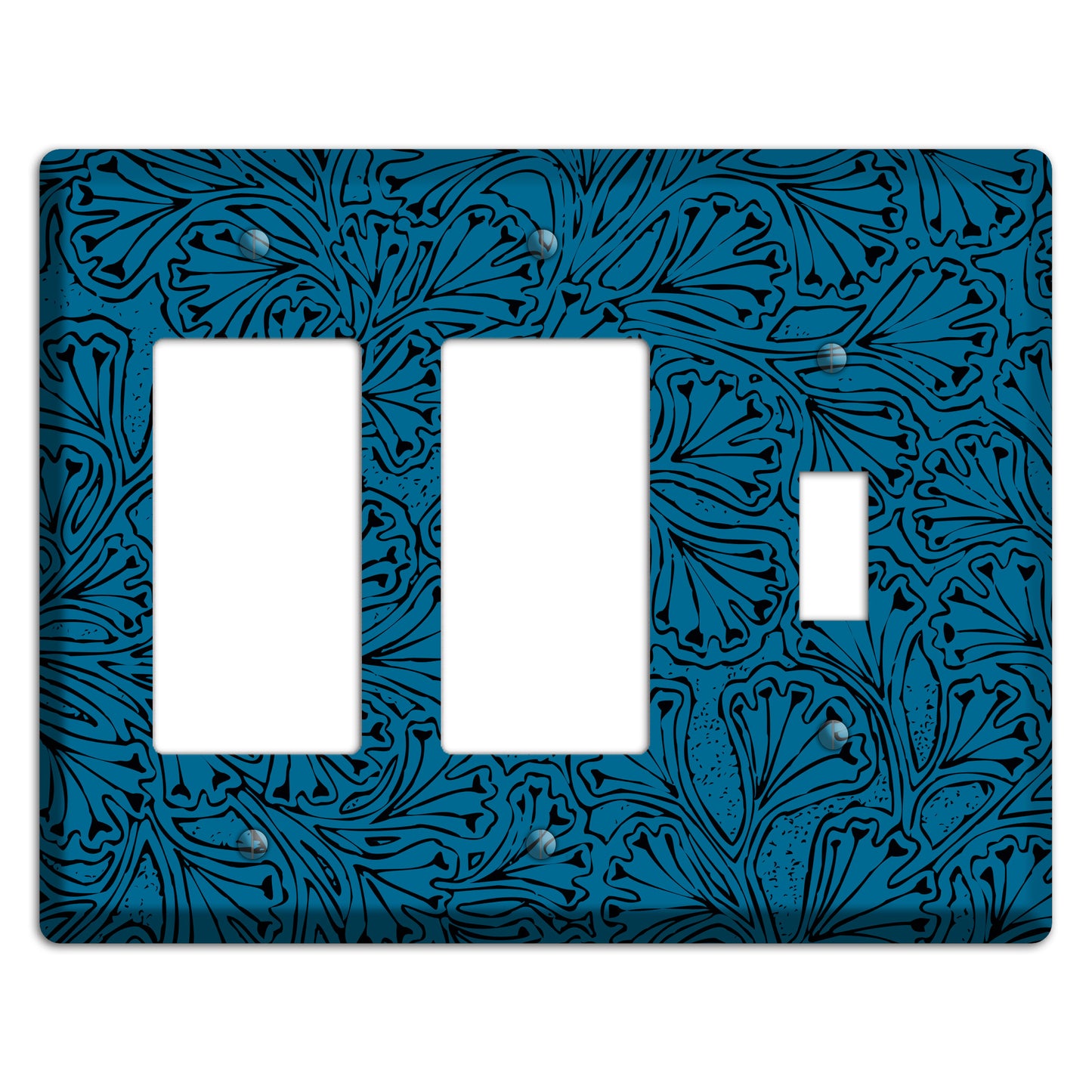 Deco Blue Interlocking Floral 2 Rocker / Toggle Wallplate