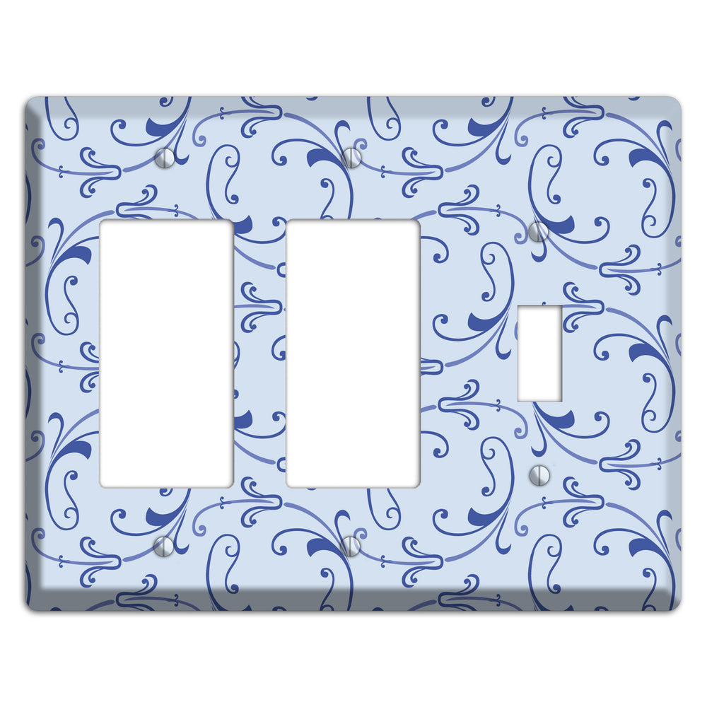 Light Blue Victorian Sprig 2 Rocker / Toggle Wallplate