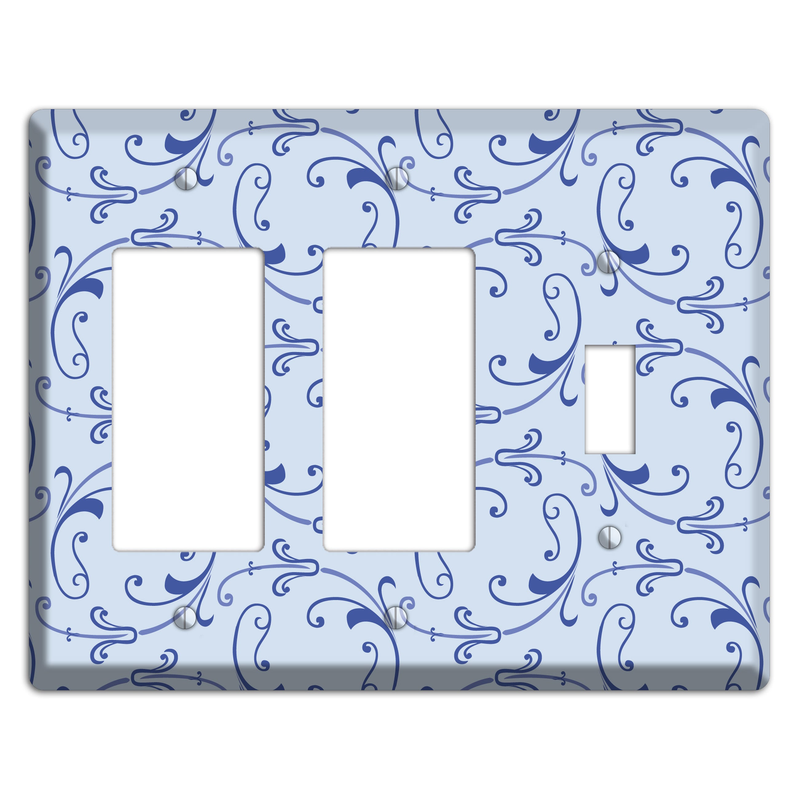 Light Blue Victorian Sprig 2 Rocker / Toggle Wallplate