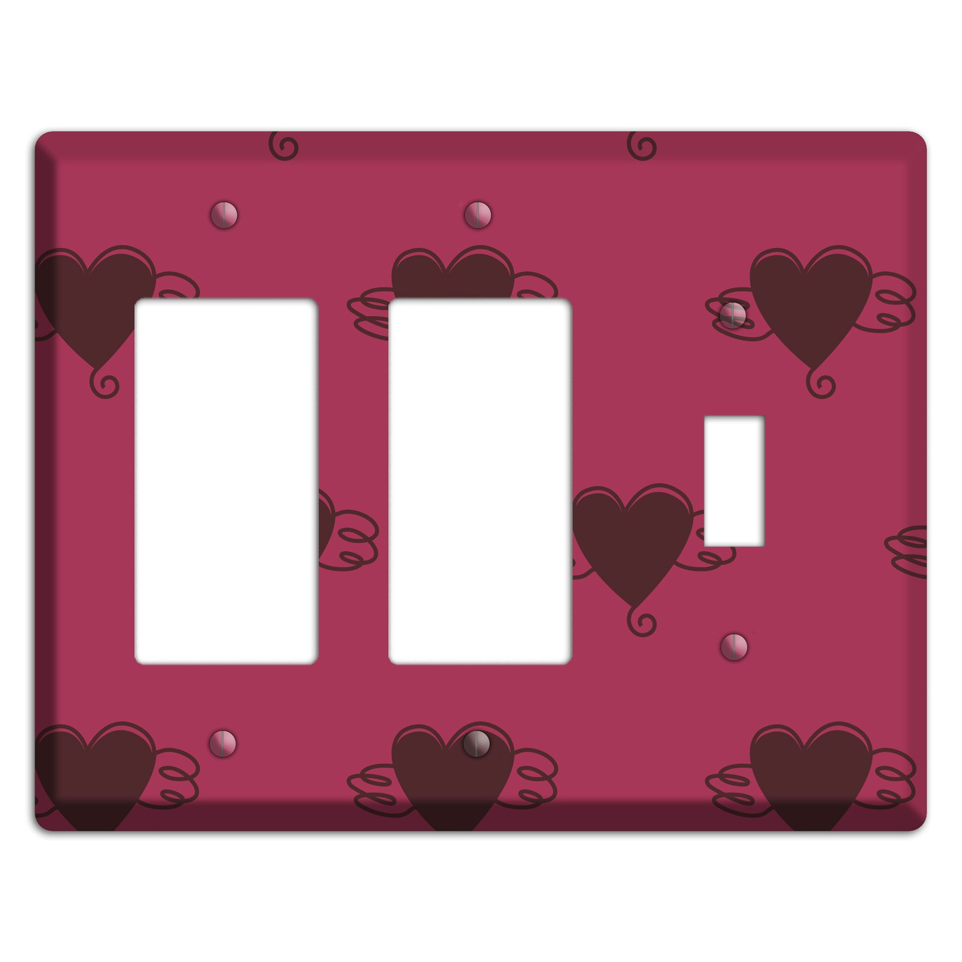 Fuschia Winged Hearts 2 2 Rocker / Toggle Wallplate