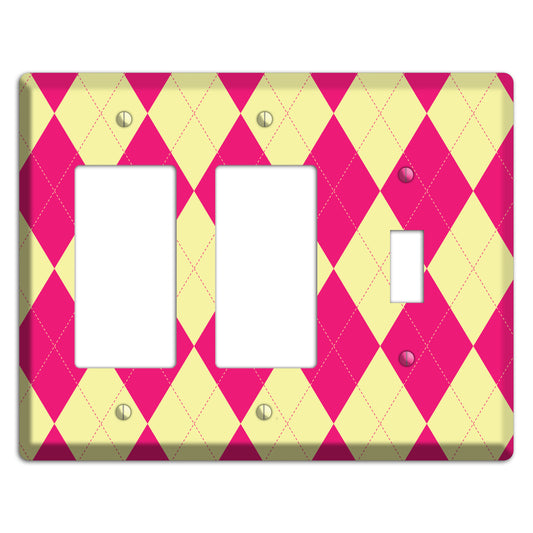 Pink and Yellow Argyle 2 Rocker / Toggle Wallplate