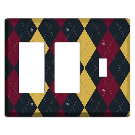Deep Red and Yellow Argyle 2 Rocker / Toggle Wallplate