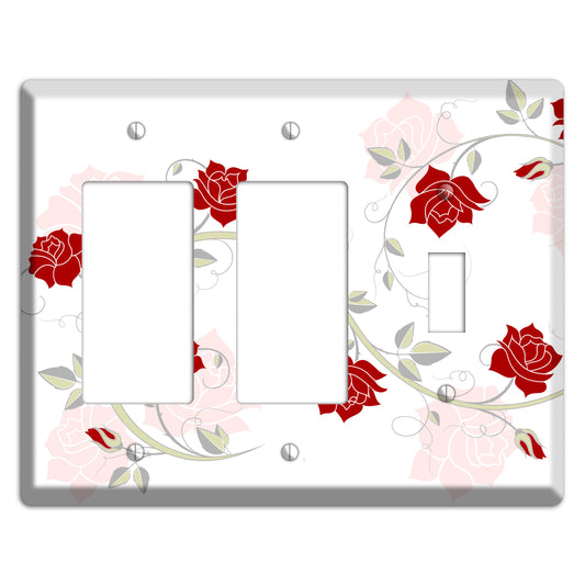 Red Rose 2 Rocker / Toggle Wallplate